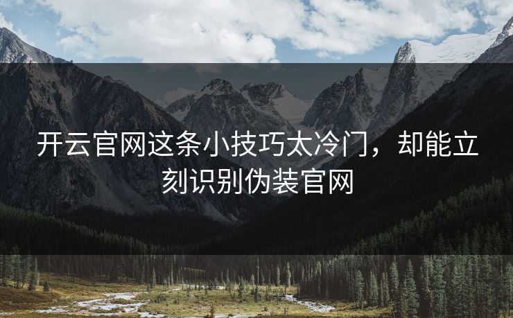 开云官网这条小技巧太冷门,却能立刻识别伪装官网 开云官网这条小技巧太冷门,却能立刻识别伪装官网